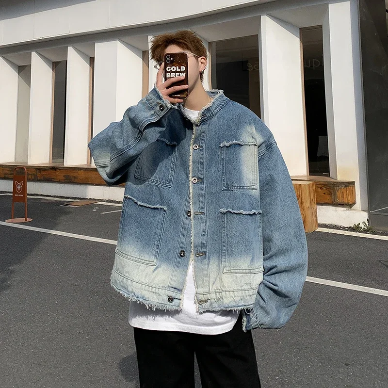 Sewing Jackets - Jaket Denim Raw Edge Hip Pop