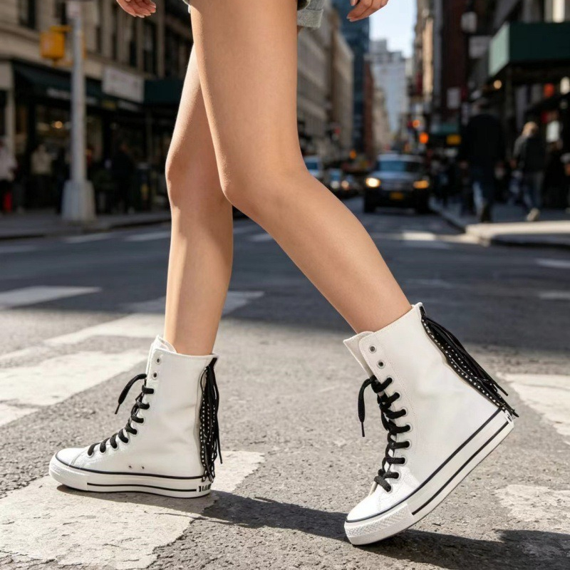 Sewing Front Zipper - Sepatu Kanvas Wanita Model Baru, Boots