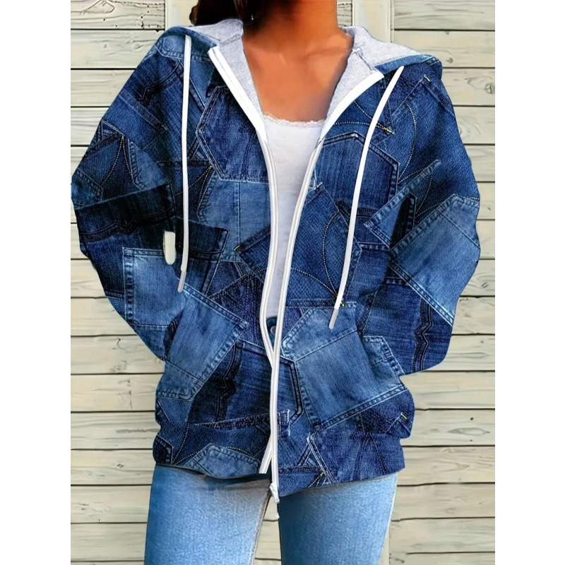 Sewing Jackets - Jaket Cardigan Wanita Lengan Panjang Denim