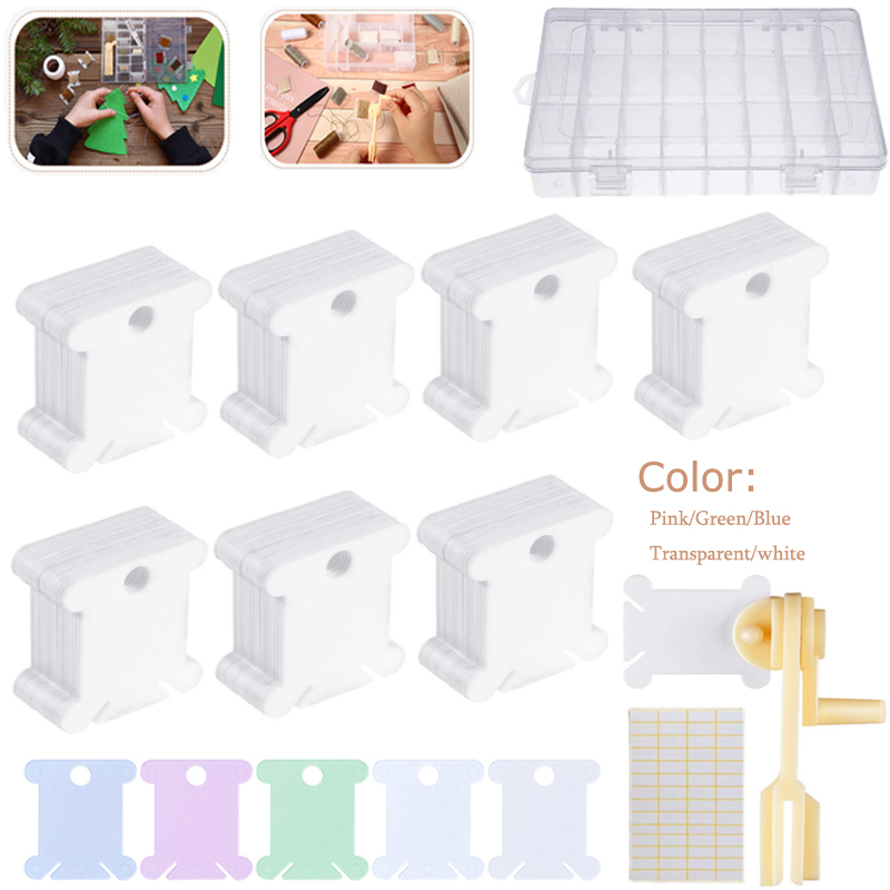 Bobbin Organizer Box - 1/50/100/500 buah plastik setik silang bobbin