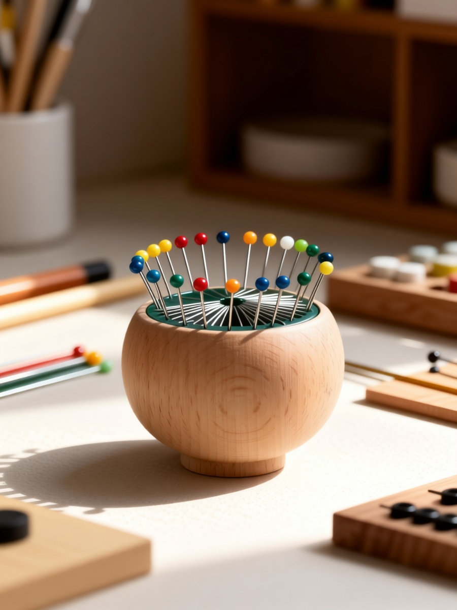 Sewing Pin Cushion - 4Pcs Alas Bantalan Jarum Kayu Permukaan