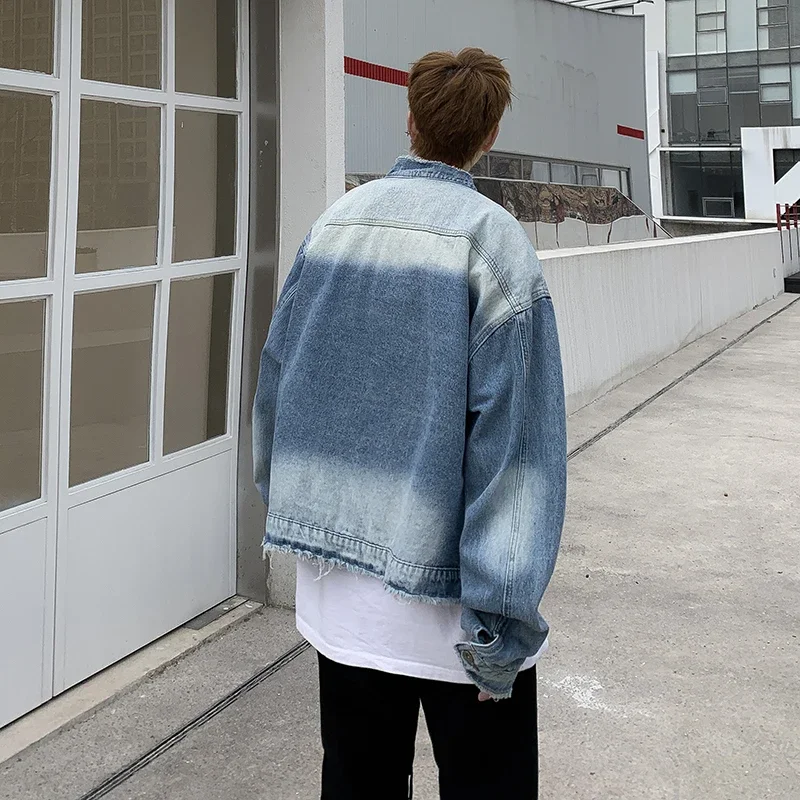 Jaket Denim Raw Edge Hip Pop R - Sewing Jackets ulasan dan harga