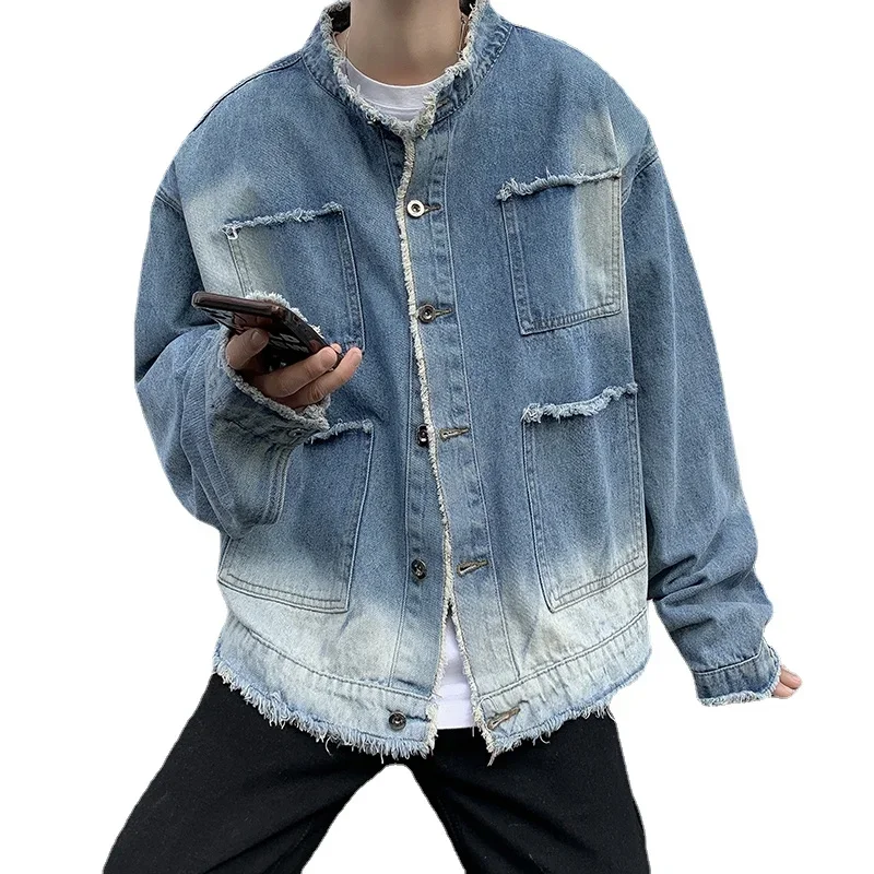 Jaket Denim Raw Edge Hip Pop R - Sewing Jackets ulasan dan harga