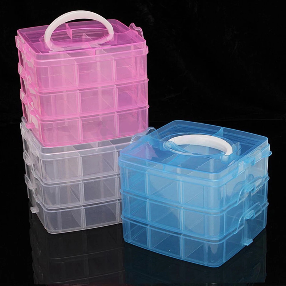 3 Lapisan 18 Kompartemen Kotak - Bobbin Organizer Box ulasan dan harga