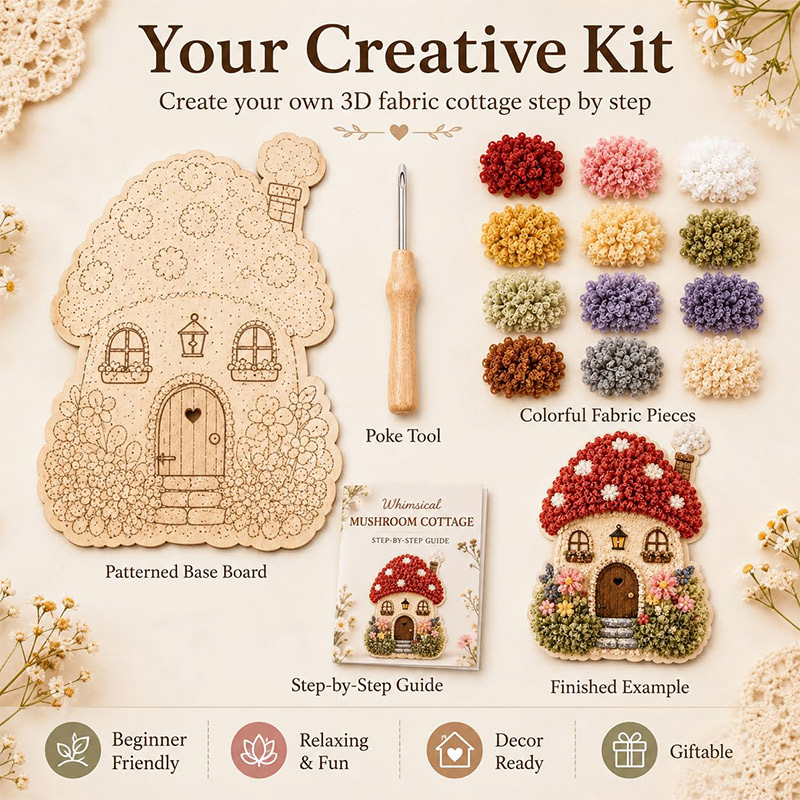 Kit DIY Seni Poke Rumah Jamur  - Sewing Art ulasan dan harga