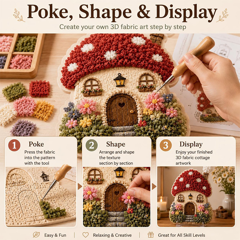Kit DIY Seni Poke Rumah Jamur  - Sewing Art ulasan dan harga
