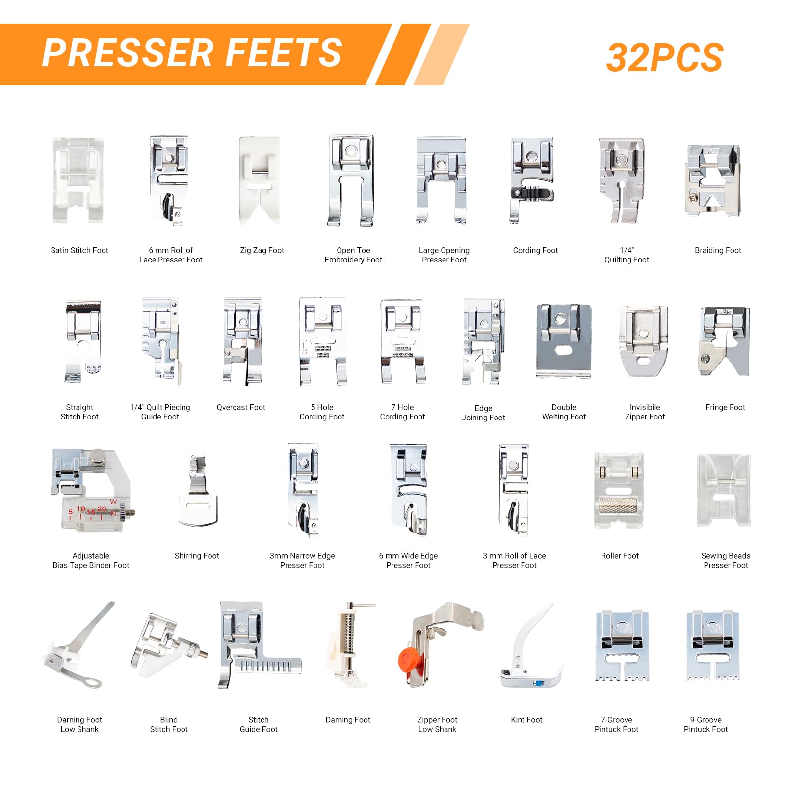 32 in 1 Kit Kaki Penekan Jahit - Zipper Foot Presser ulasan dan harga