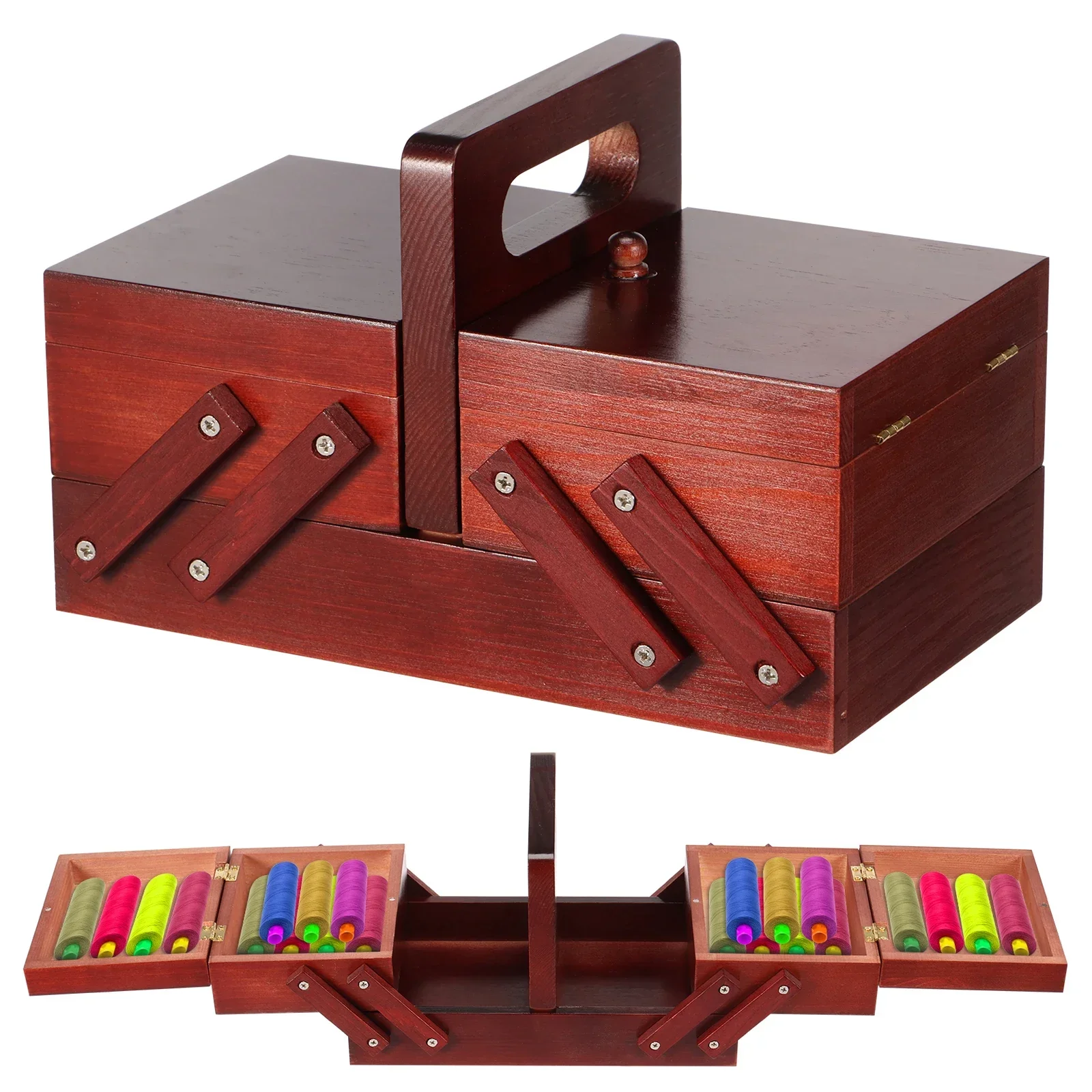 Kotak Benang Jahit Kayu Vintag - Bobbin Organizer Box ulasan dan harga