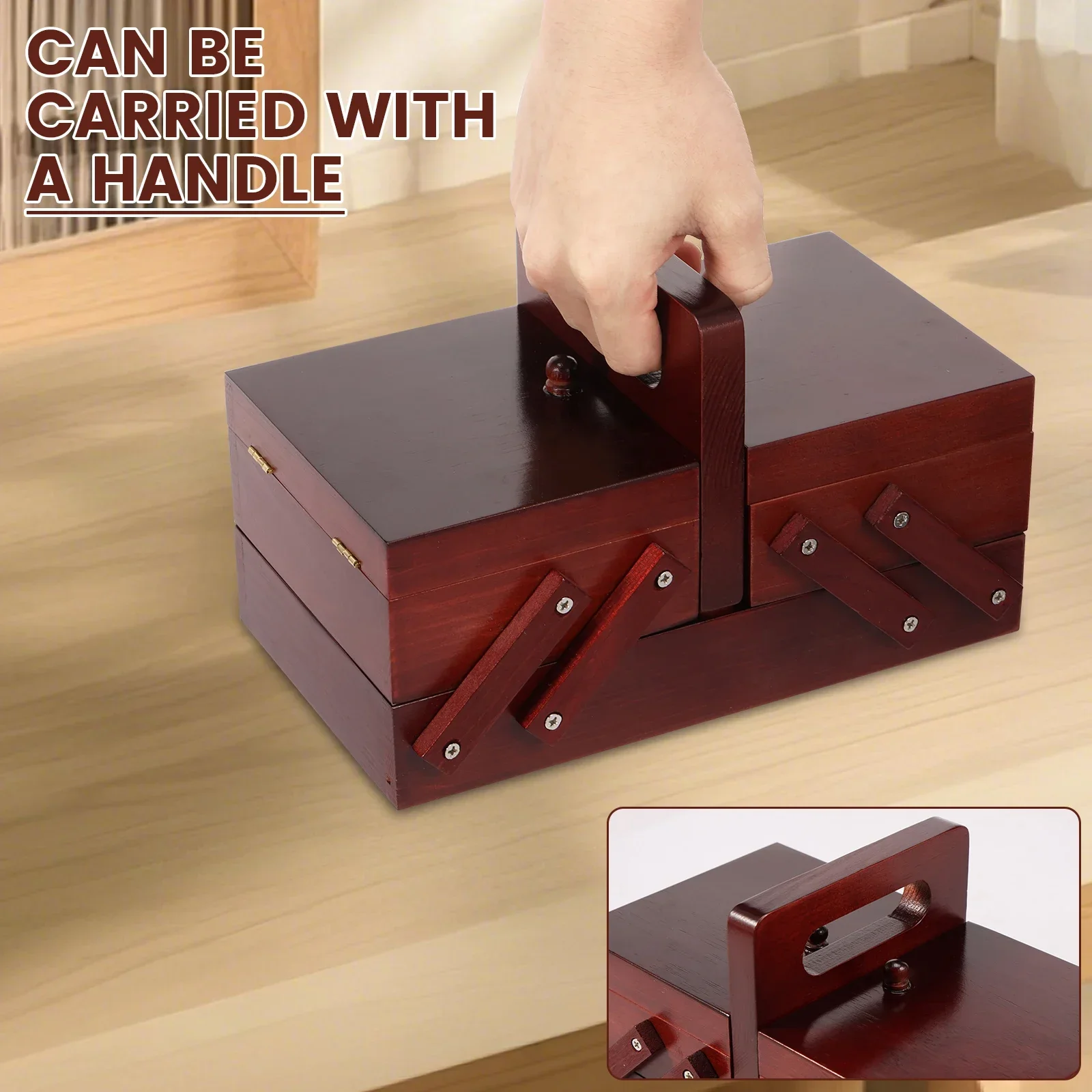 Kotak Benang Jahit Kayu Vintag - Bobbin Organizer Box ulasan dan harga